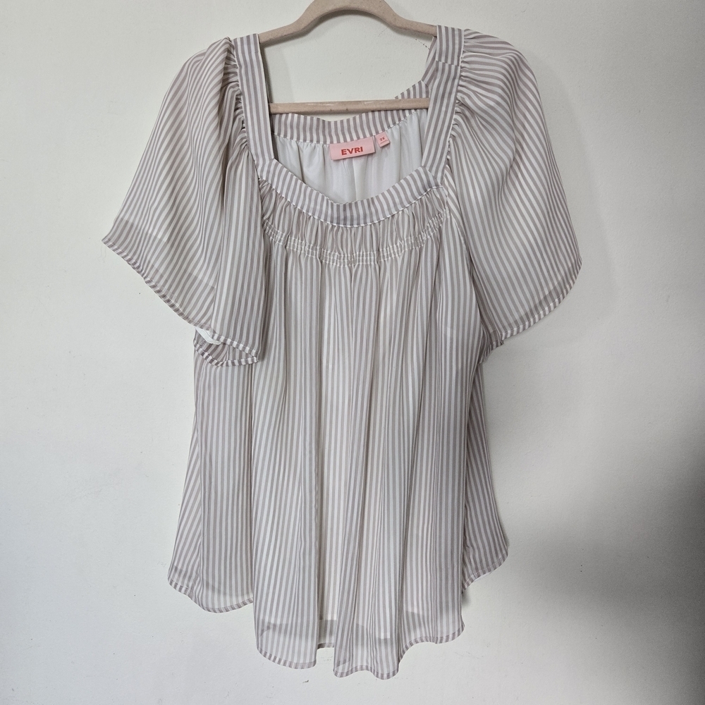 EVRI Women's Striped Cream Top